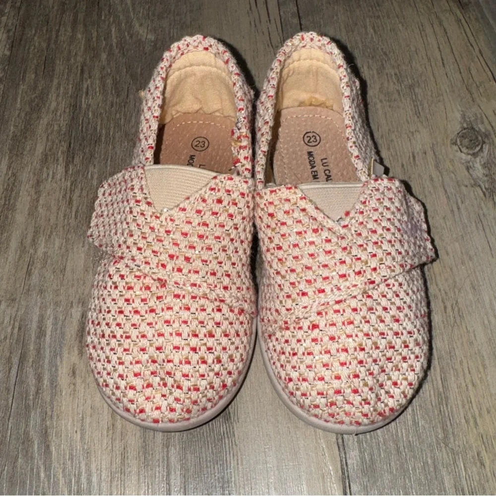Cream and Red Slip-on Shoes